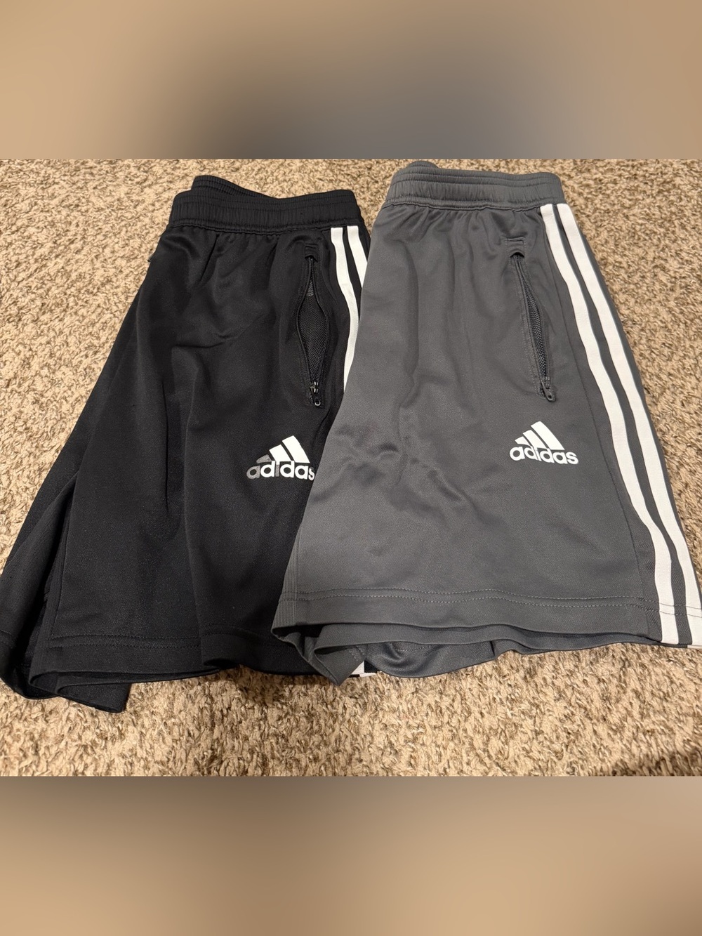 adidas Black and Gray Performance Shorts with Elastic Waist